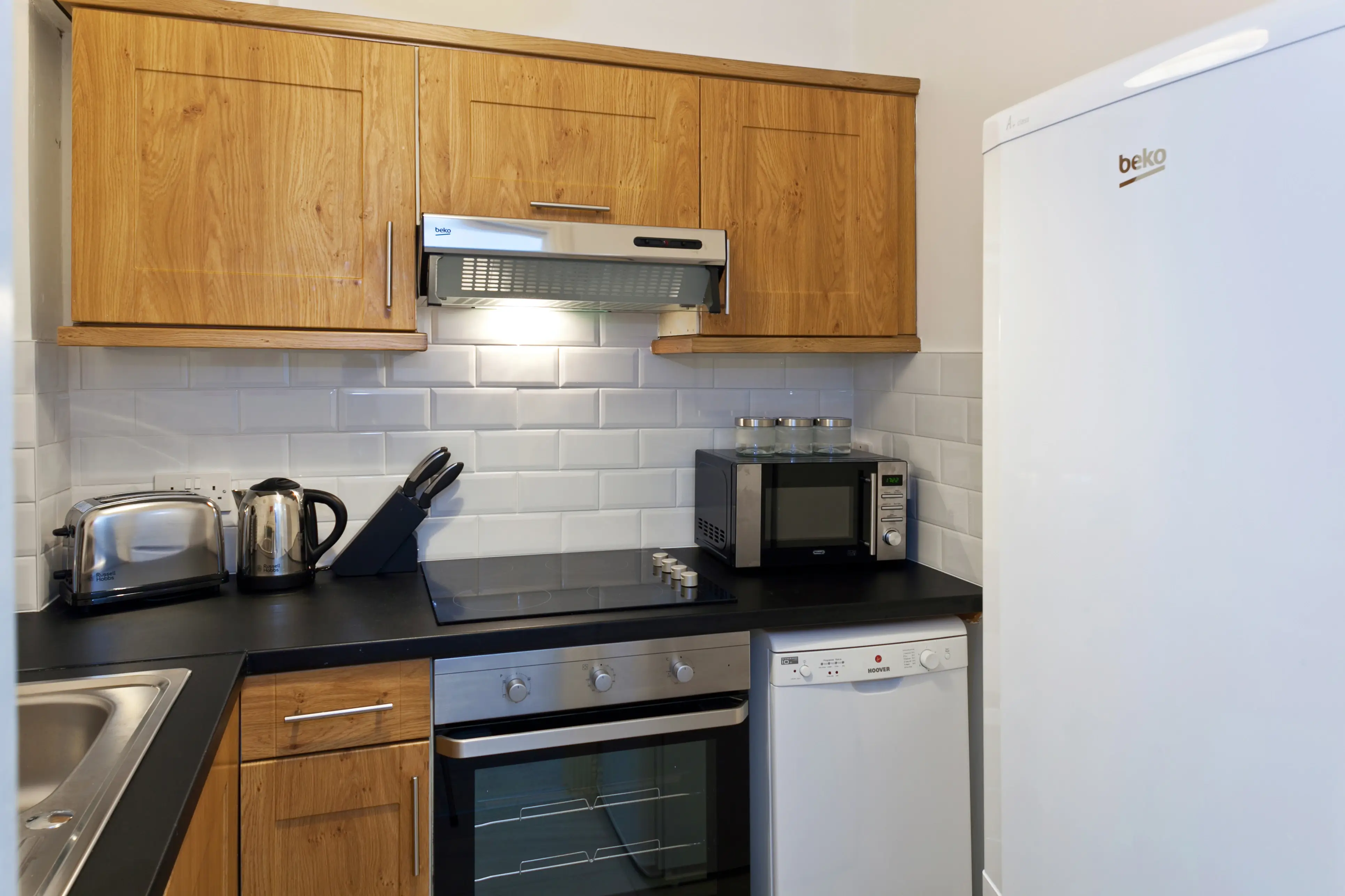 Modern galley kitchen with appliances