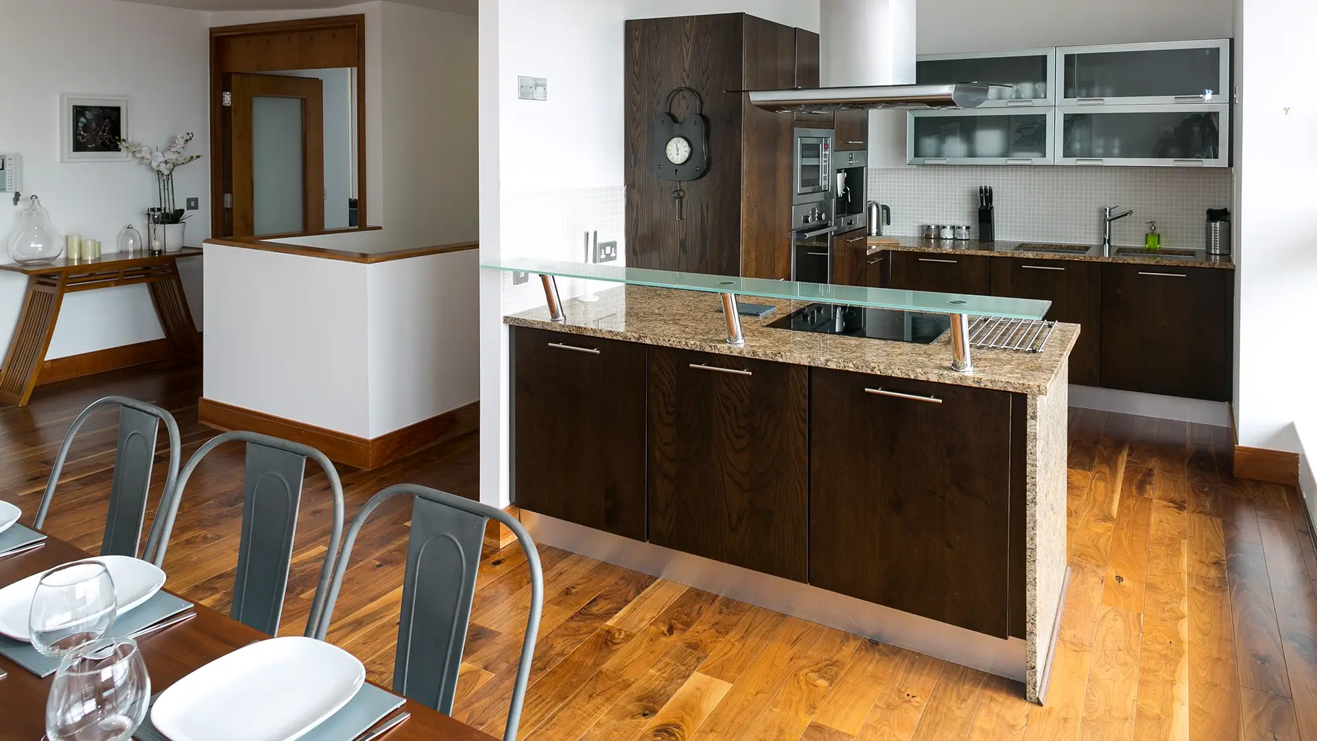 Penthouse kitchen with modern breakfast counter