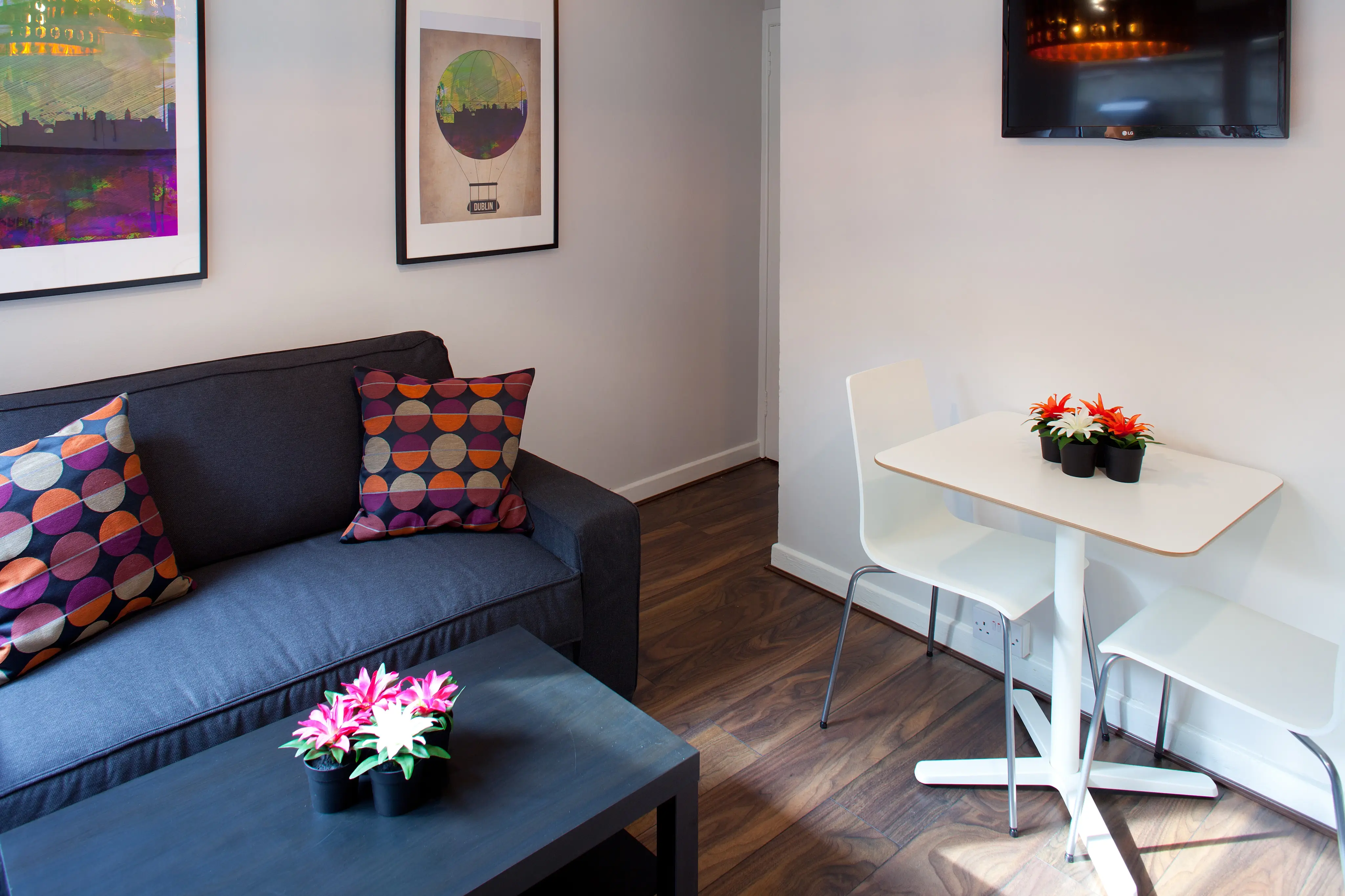 Bright living room in city centre apartment